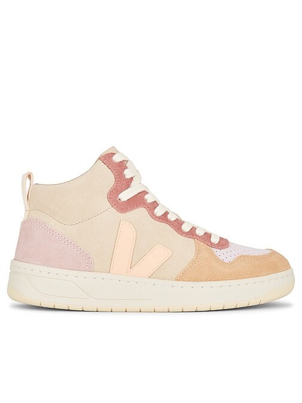 Veja Women’s High-Top Sneakers in Cream, Pink & Peach